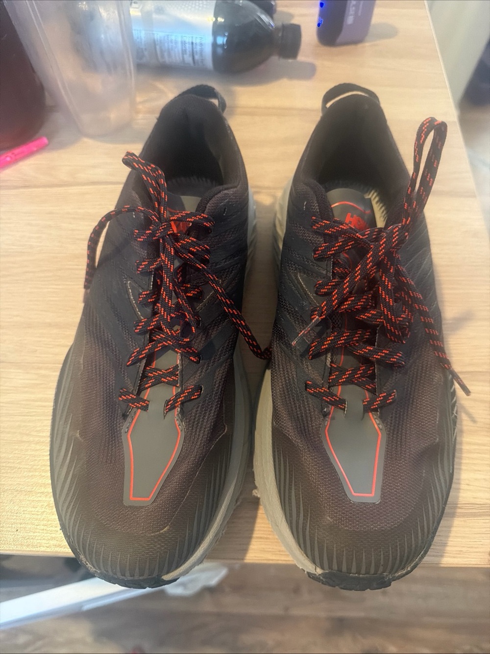 Hoka One One Men's Black Running Shoes with Orange Accents